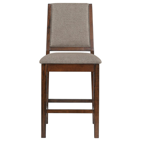 Back view showing mango oak frame of Patterson counter chair