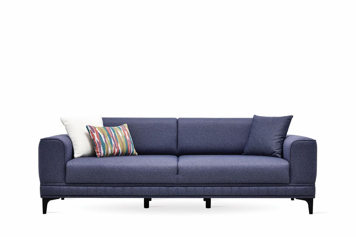 Pavia Navy Blue 3-Seater Sofa Bed profile view