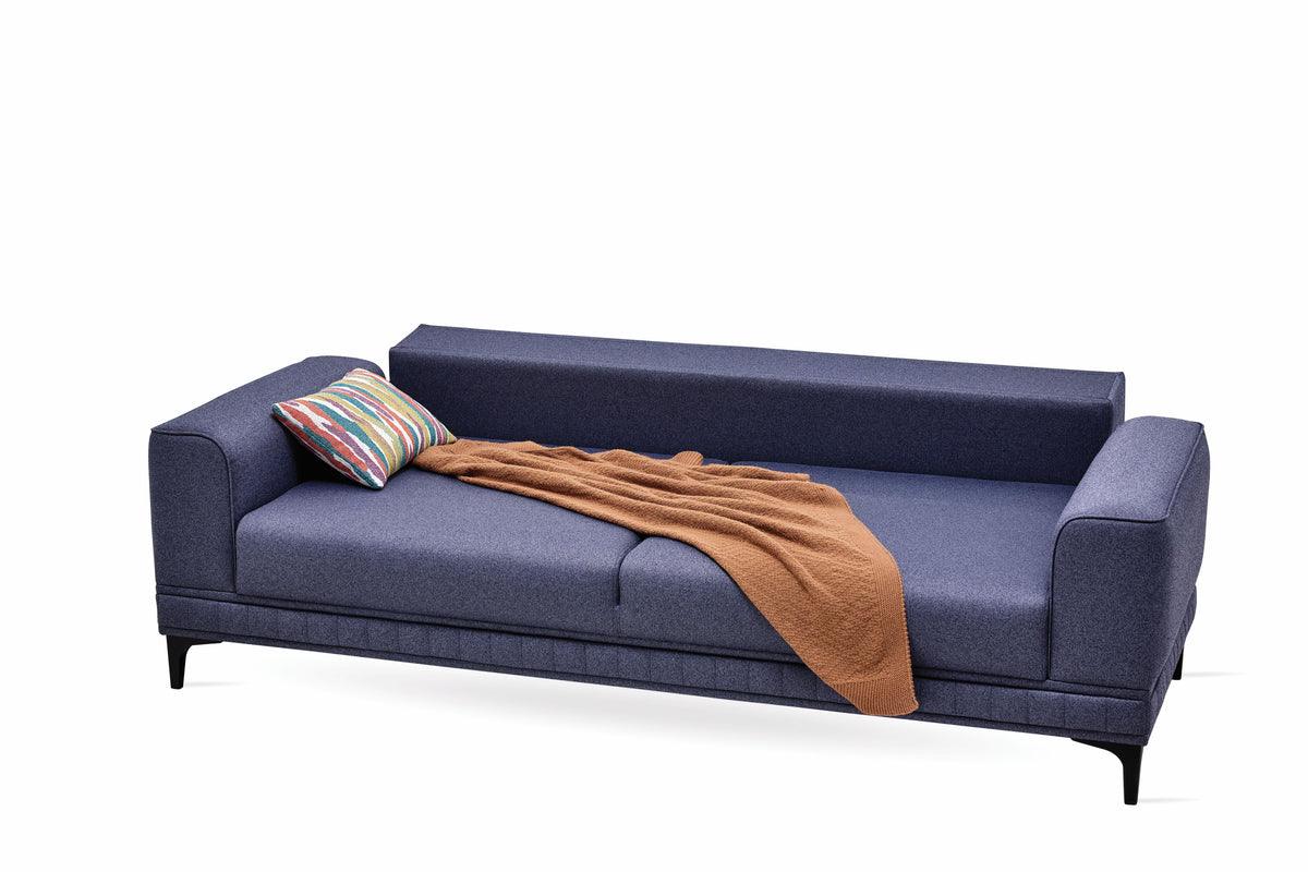 Pavia Navy Blue 3-Seater Sofa Bed back side view