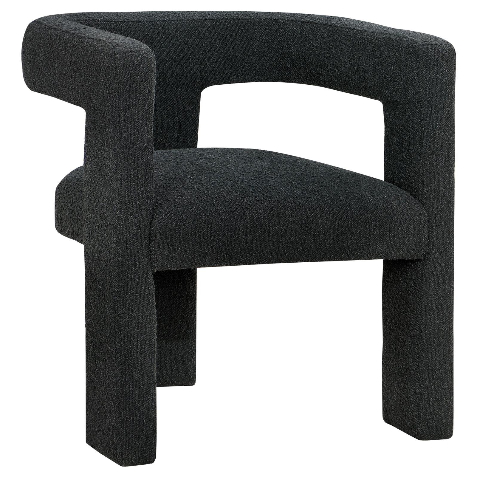 Petra Boucle Upholstered Accent Side Chair Black front angle