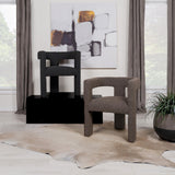 Petra Boucle Upholstered Accent Side Chair Black full profile