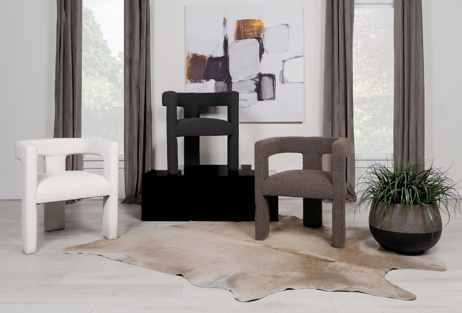 Petra Boucle Upholstered Accent Side Chair Black angled seating