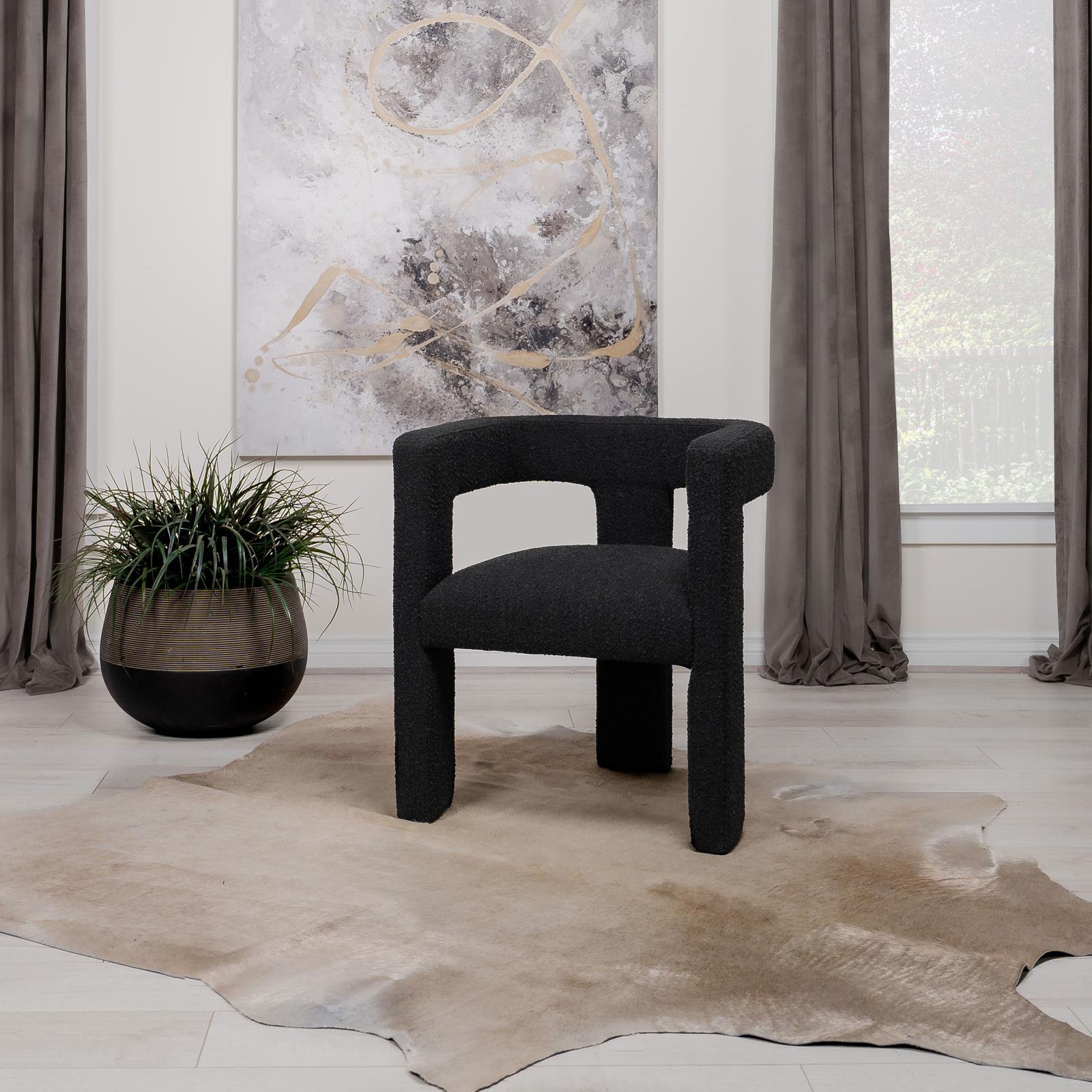 Petra Boucle Upholstered Accent Side Chair Black side view