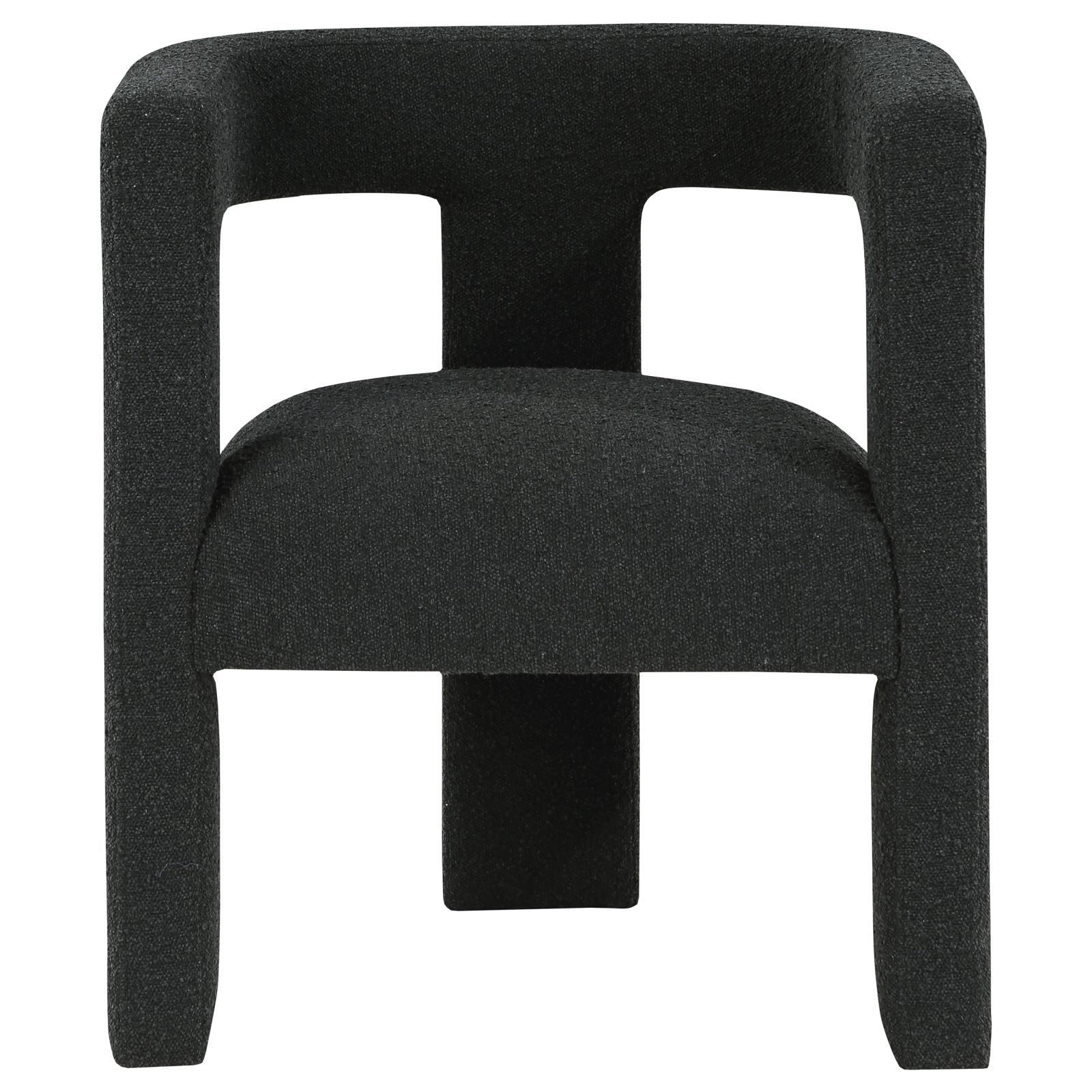 Petra Boucle Upholstered Accent Side Chair Black back angle