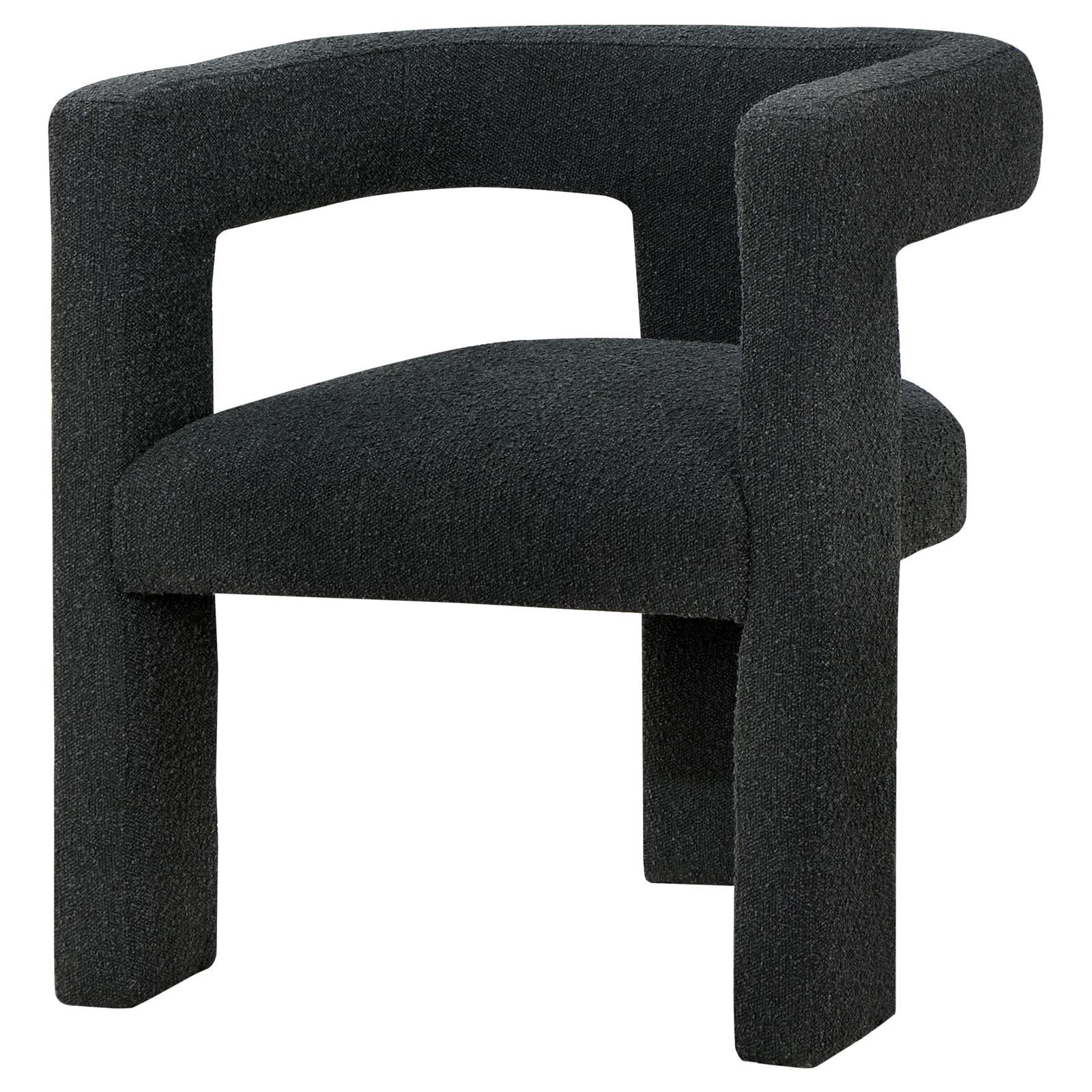 Petra Boucle Upholstered Accent Side Chair Black angle detail