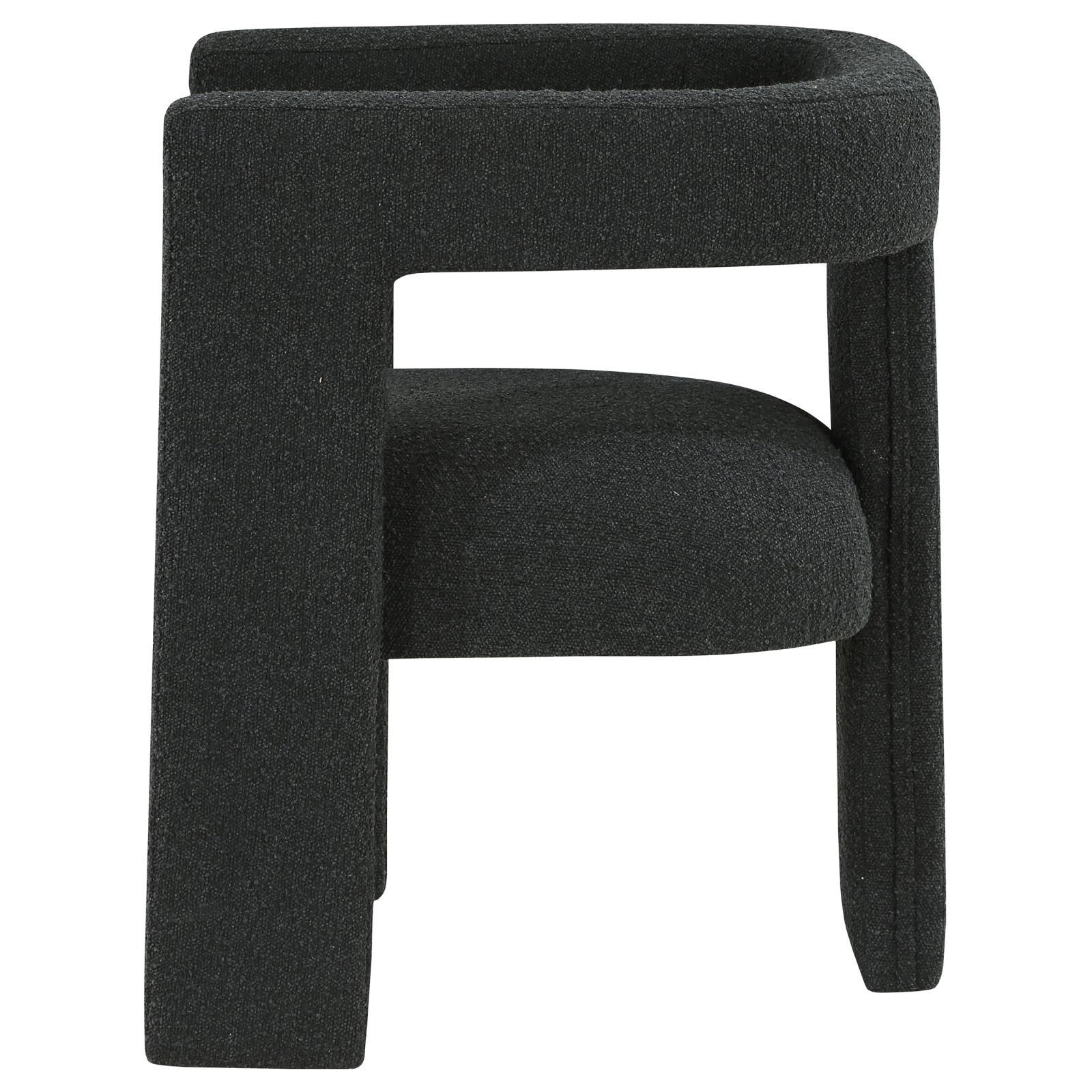 Close-up of Petra Boucle Upholstered Accent Side Chair Black upholstery texture