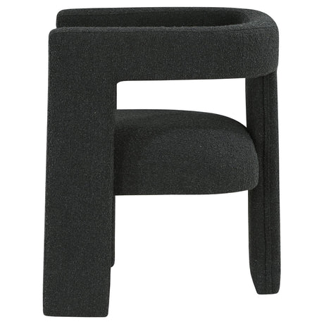 Close-up of Petra Boucle Upholstered Accent Side Chair Black upholstery texture