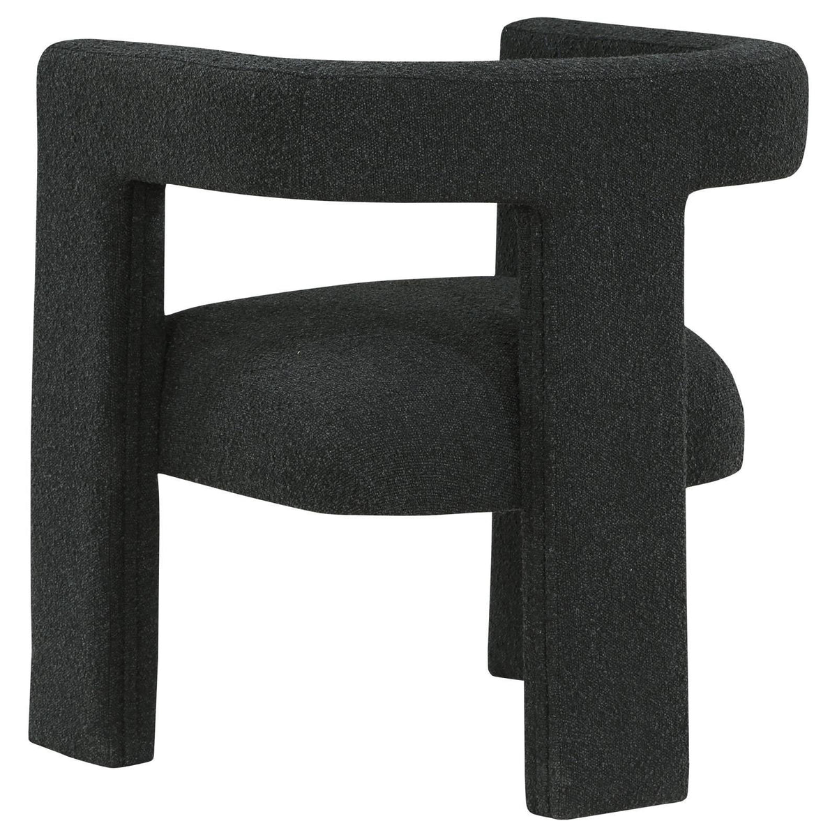 Petra Boucle Upholstered Accent Side Chair Black seating detail