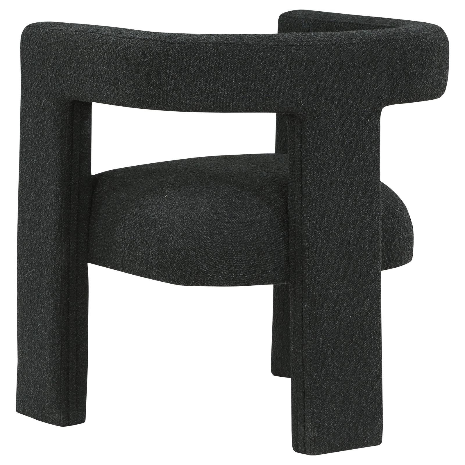Petra Boucle Upholstered Accent Side Chair Black seating detail