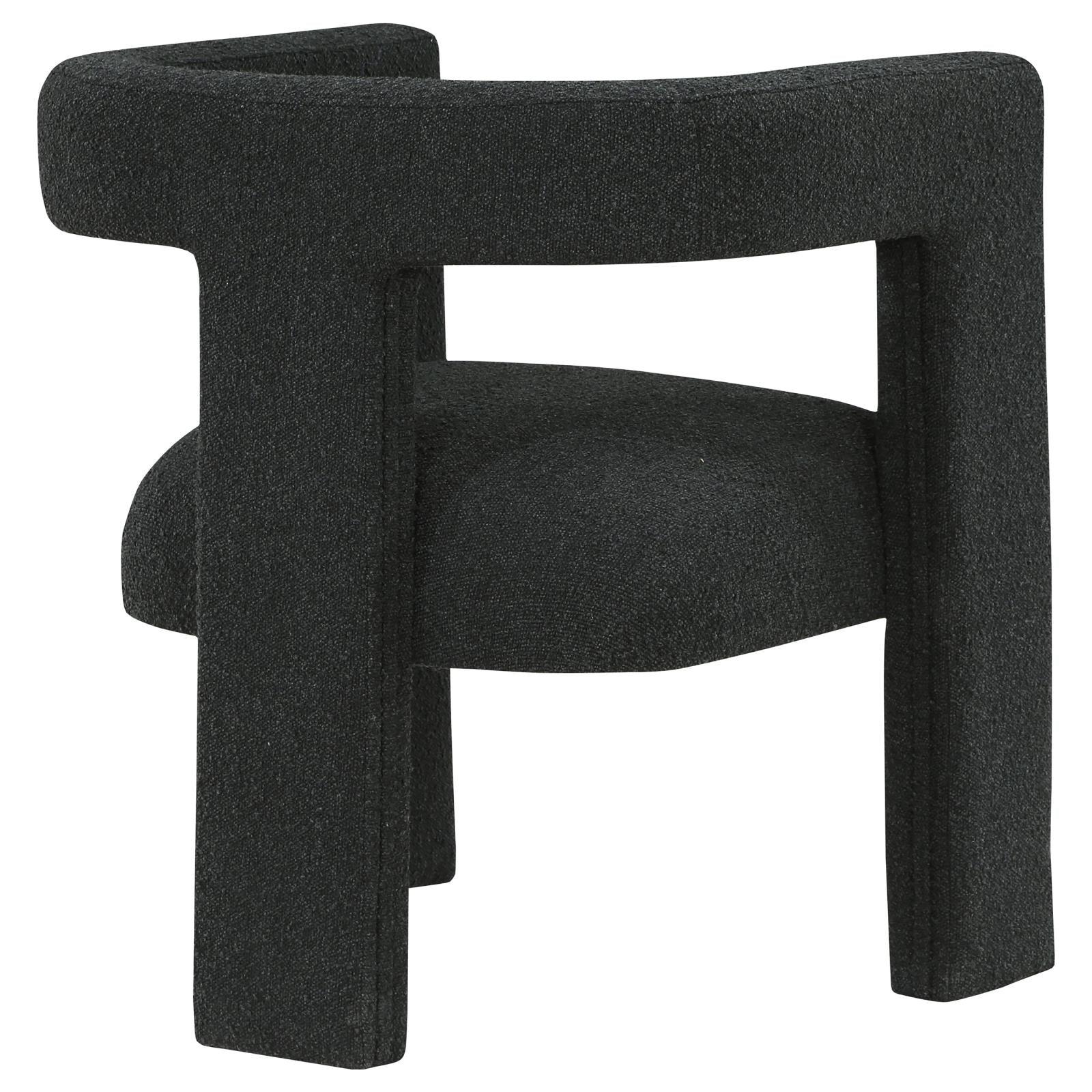 Petra Boucle Upholstered Accent Side Chair Black wooden base