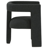 Petra Boucle Upholstered Accent Side Chair Black plastic glides under legs