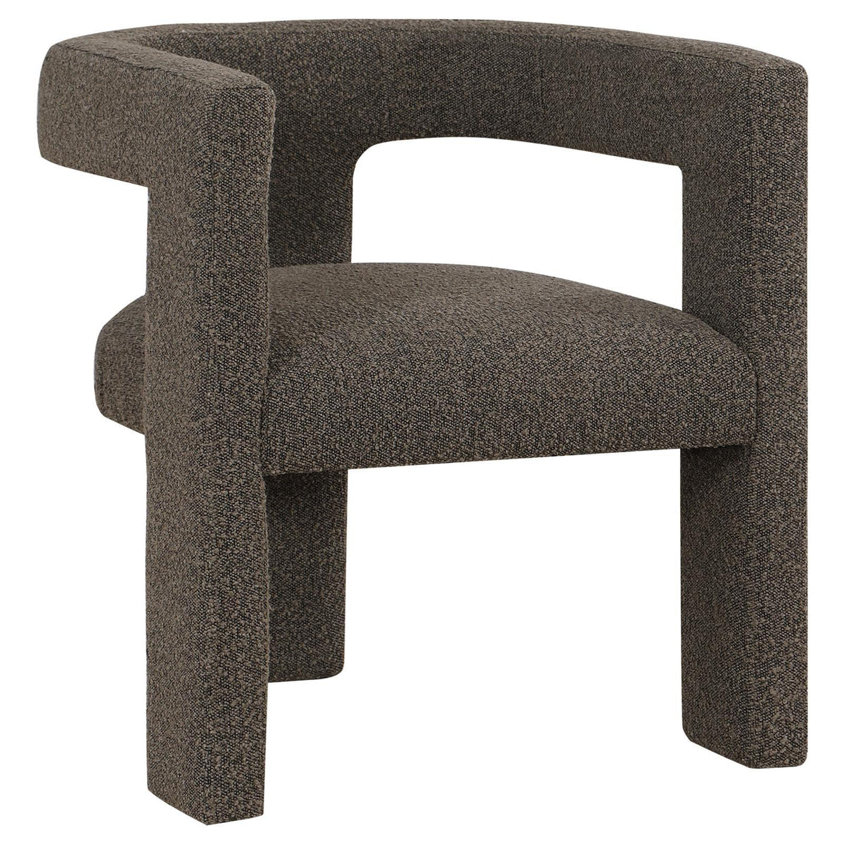 Petra Boucle Upholstered Accent Side Chair chocolate brown angled view