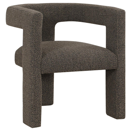 Petra Boucle Upholstered Accent Side Chair chocolate brown angled view