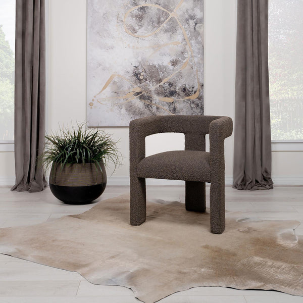 Petra Boucle Upholstered Accent Side Chair chocolate brown side view