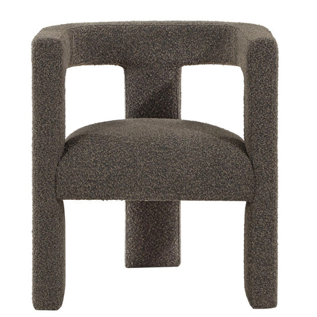 Petra Boucle Upholstered Accent Side Chair chocolate brown close-up on fabric