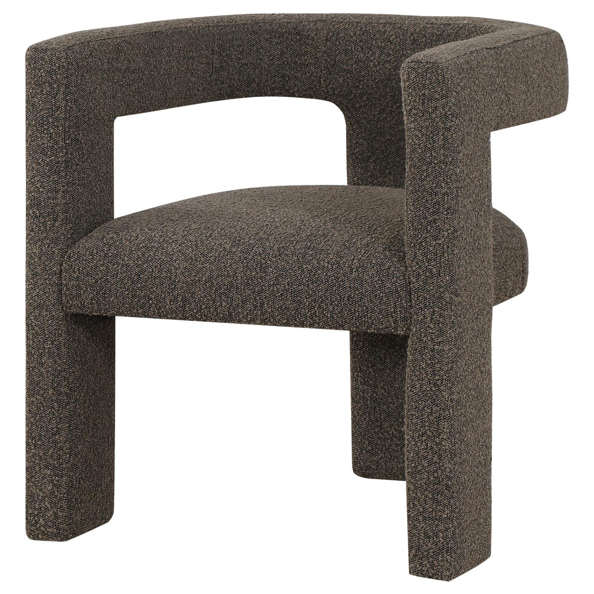 Petra Boucle Upholstered Accent Side Chair chocolate brown rear angle