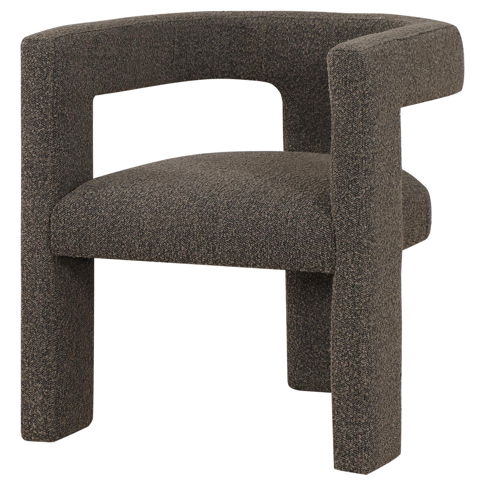 Petra Boucle Upholstered Accent Side Chair chocolate brown rear angle