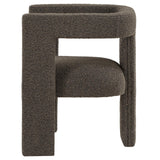 Petra Boucle Upholstered Accent Side Chair chocolate brown detailed armrest