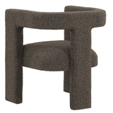 Petra Boucle Upholstered Accent Side Chair chocolate brown seat cushion detail