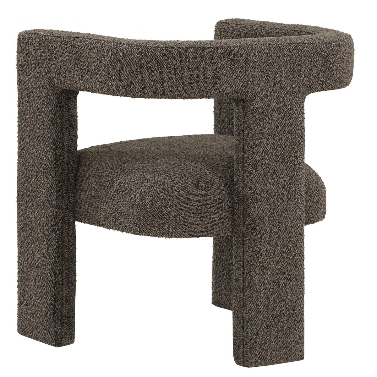 Petra Boucle Upholstered Accent Side Chair chocolate brown seat cushion detail