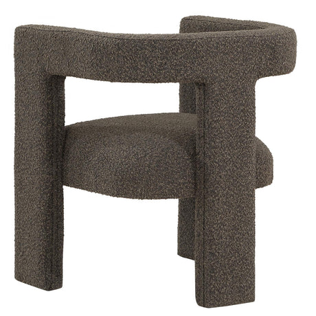 Petra Boucle Upholstered Accent Side Chair chocolate brown seat cushion detail