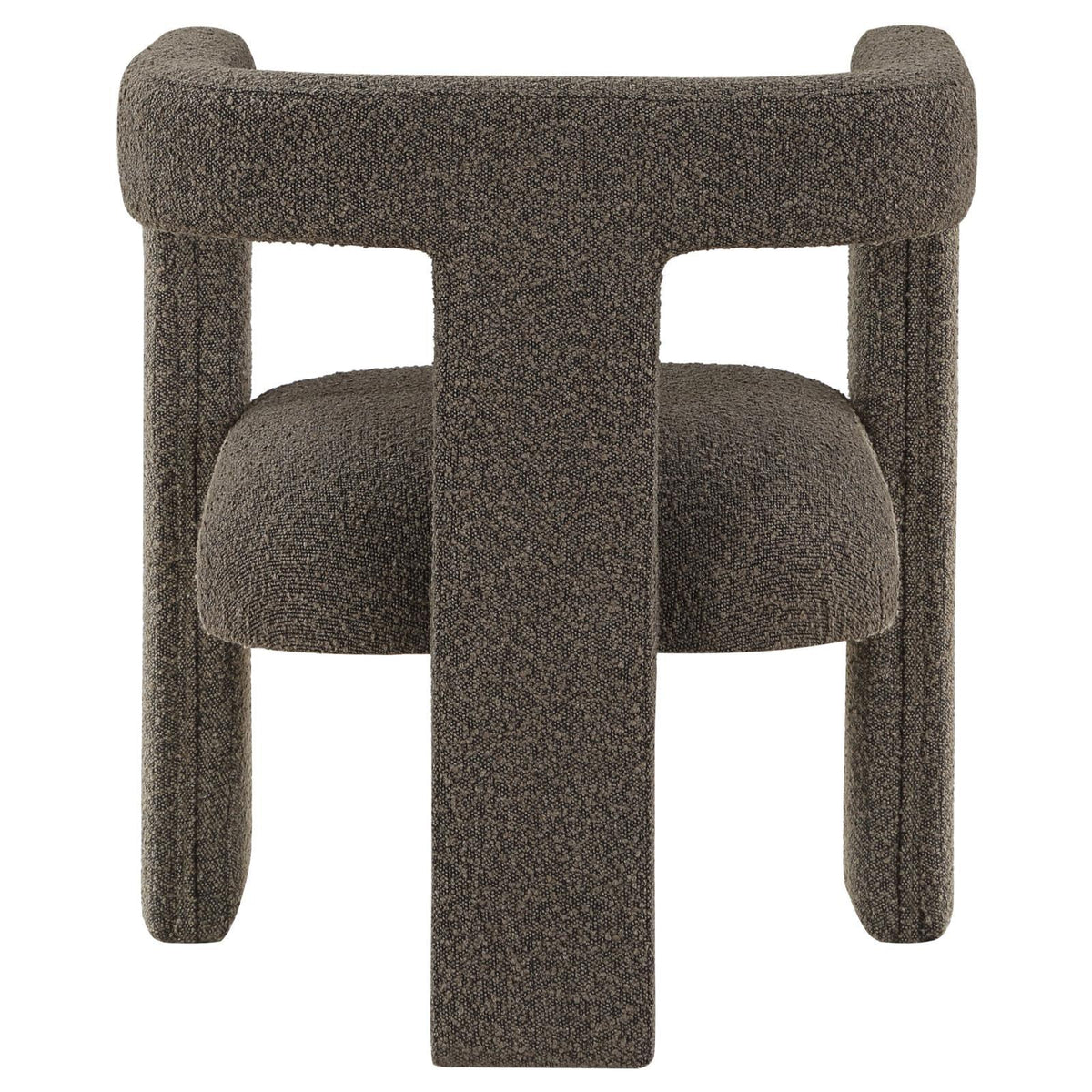 Petra Boucle Upholstered Accent Side Chair chocolate brown full profile