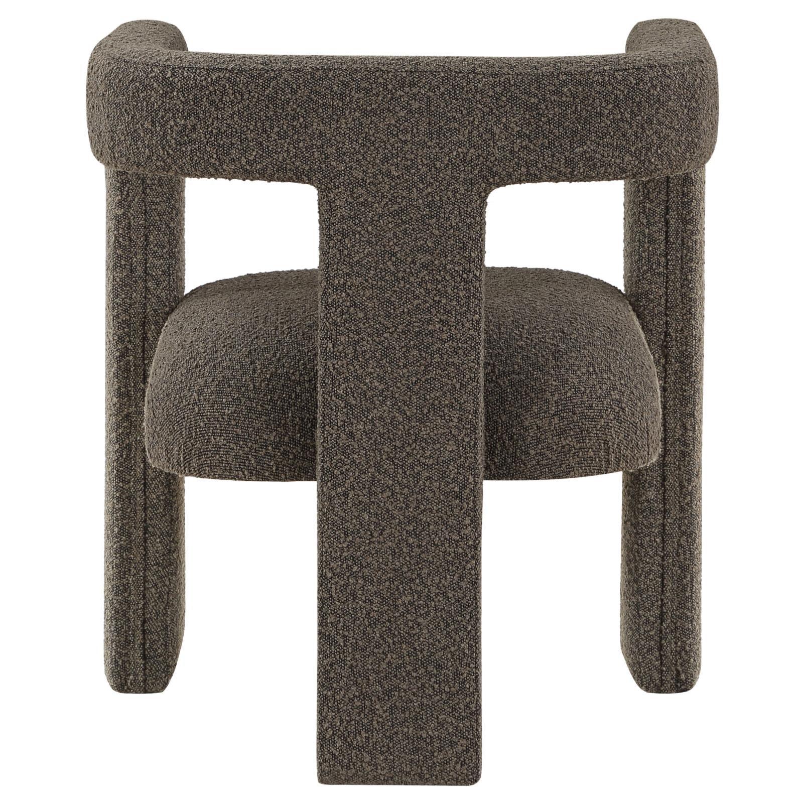 Petra Boucle Upholstered Accent Side Chair chocolate brown full profile