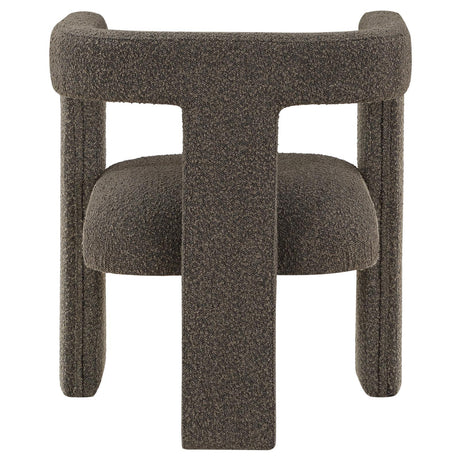 Petra Boucle Upholstered Accent Side Chair chocolate brown full profile