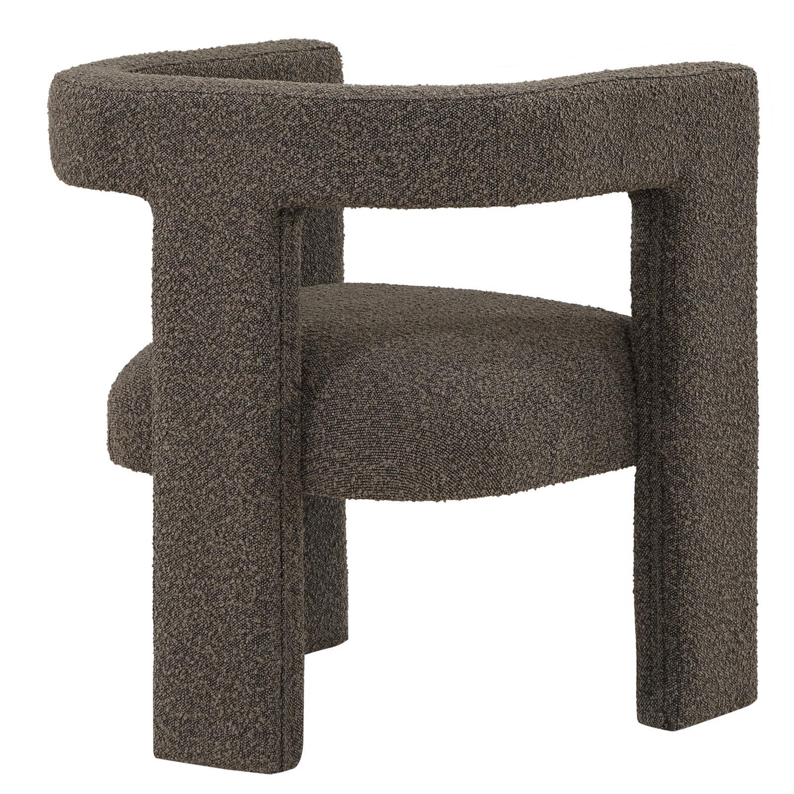 Petra Boucle Upholstered Accent Side Chair chocolate brown side silhouette