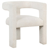 Petra Boucle Upholstered Accent Side Chair in White, angled front view