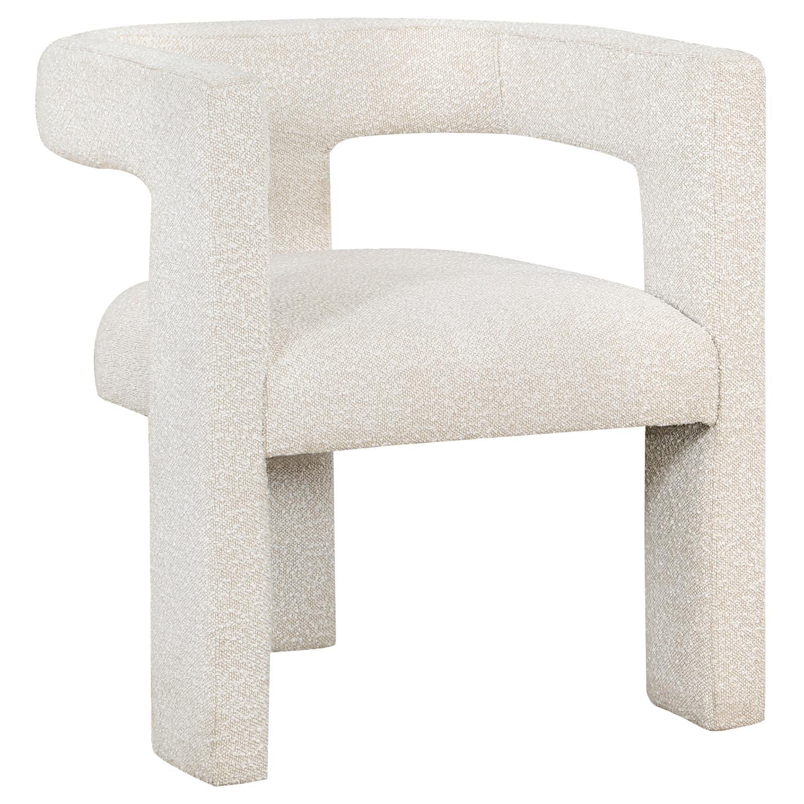 Petra Boucle Upholstered Accent Side Chair in White, angled front view