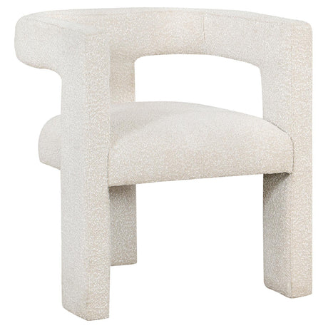 Petra Boucle Upholstered Accent Side Chair in White, angled front view