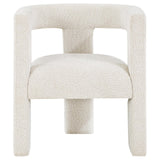 Close-up of bouclé fabric texture on Petra Accent Chair in White