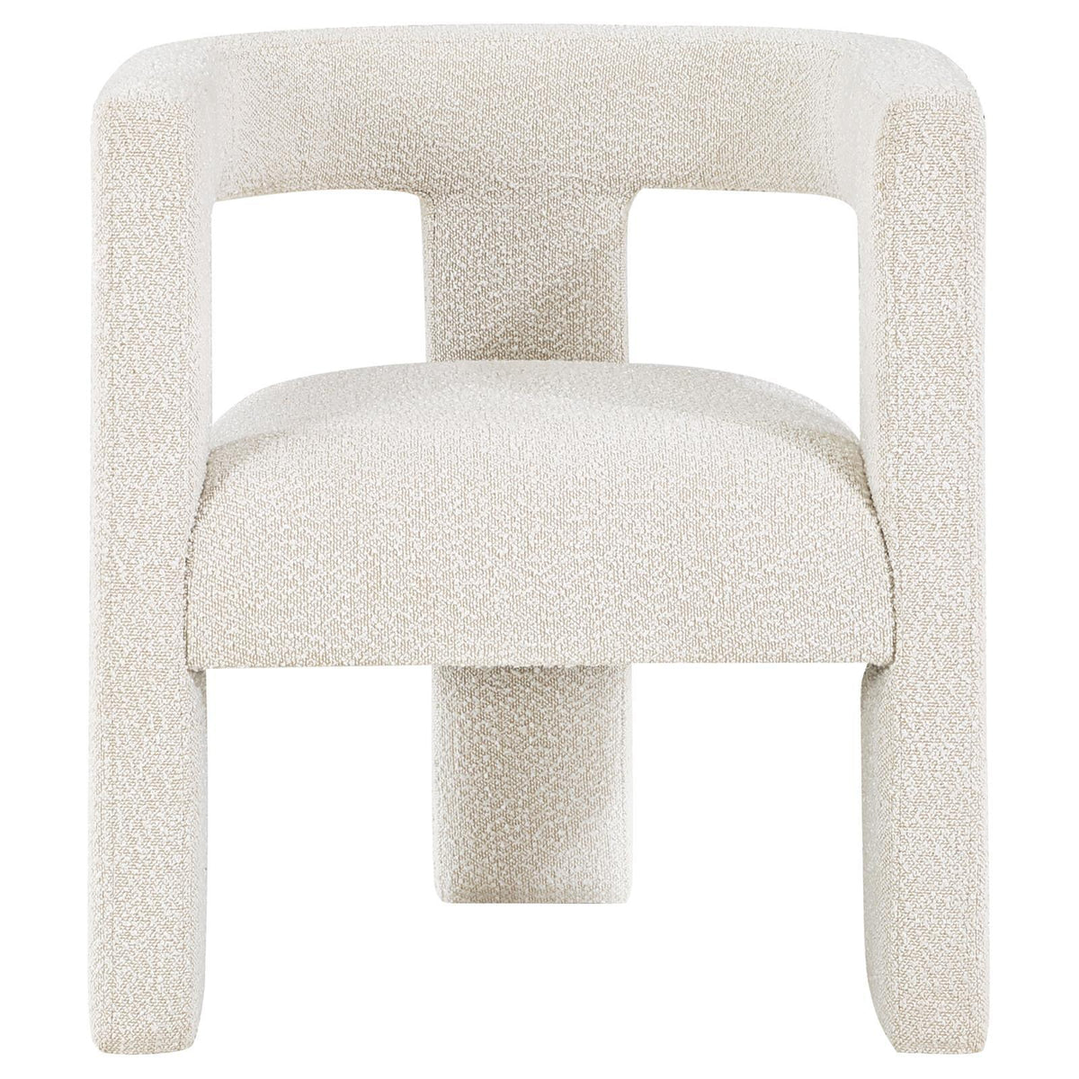 Close-up of bouclé fabric texture on Petra Accent Chair in White
