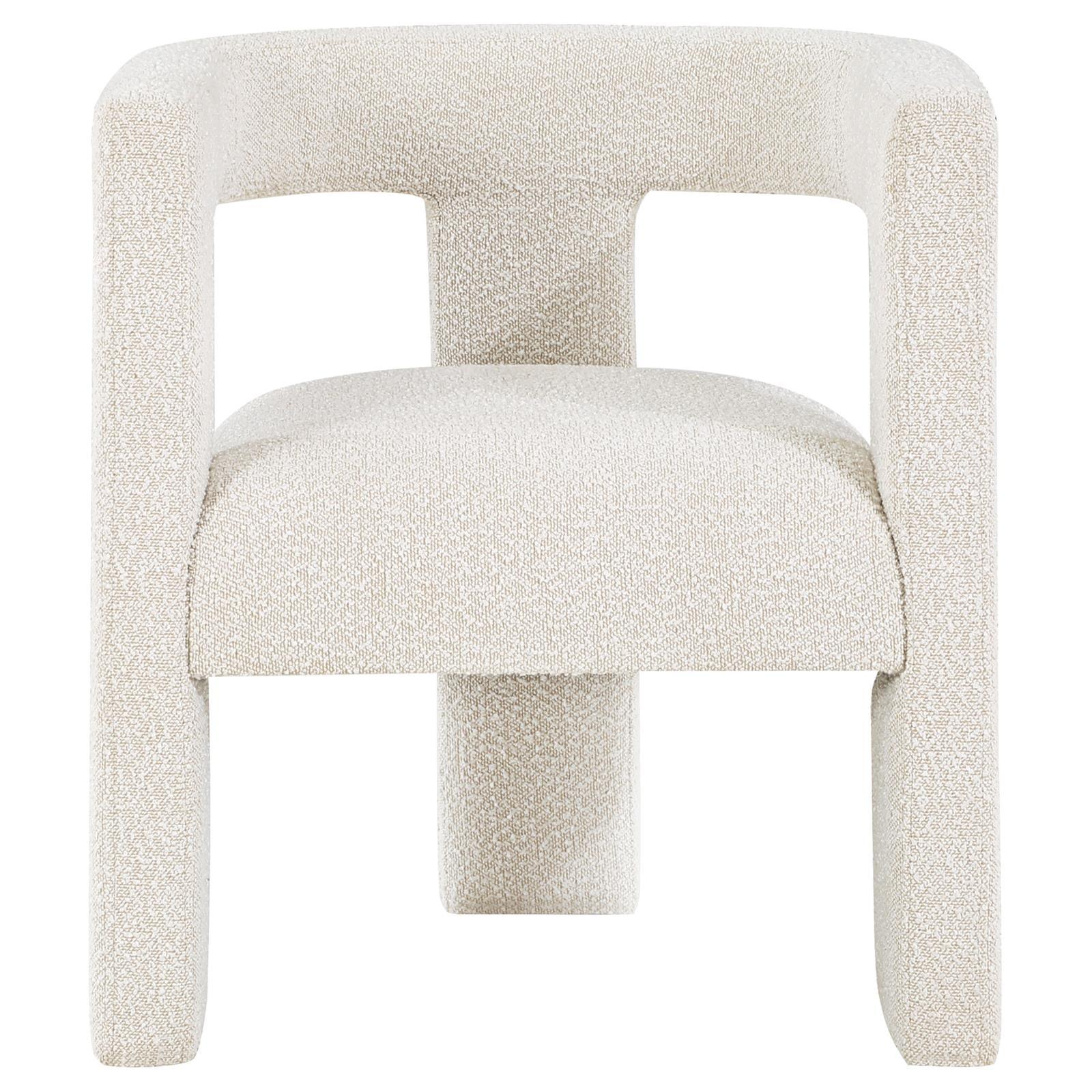 Close-up of bouclé fabric texture on Petra Accent Chair in White