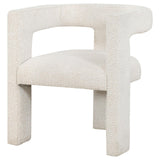 Petra Boucle Upholstered Accent Side Chair in White, angled rear view