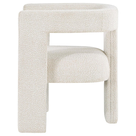Petra Accent Chair in White showing curved arm design