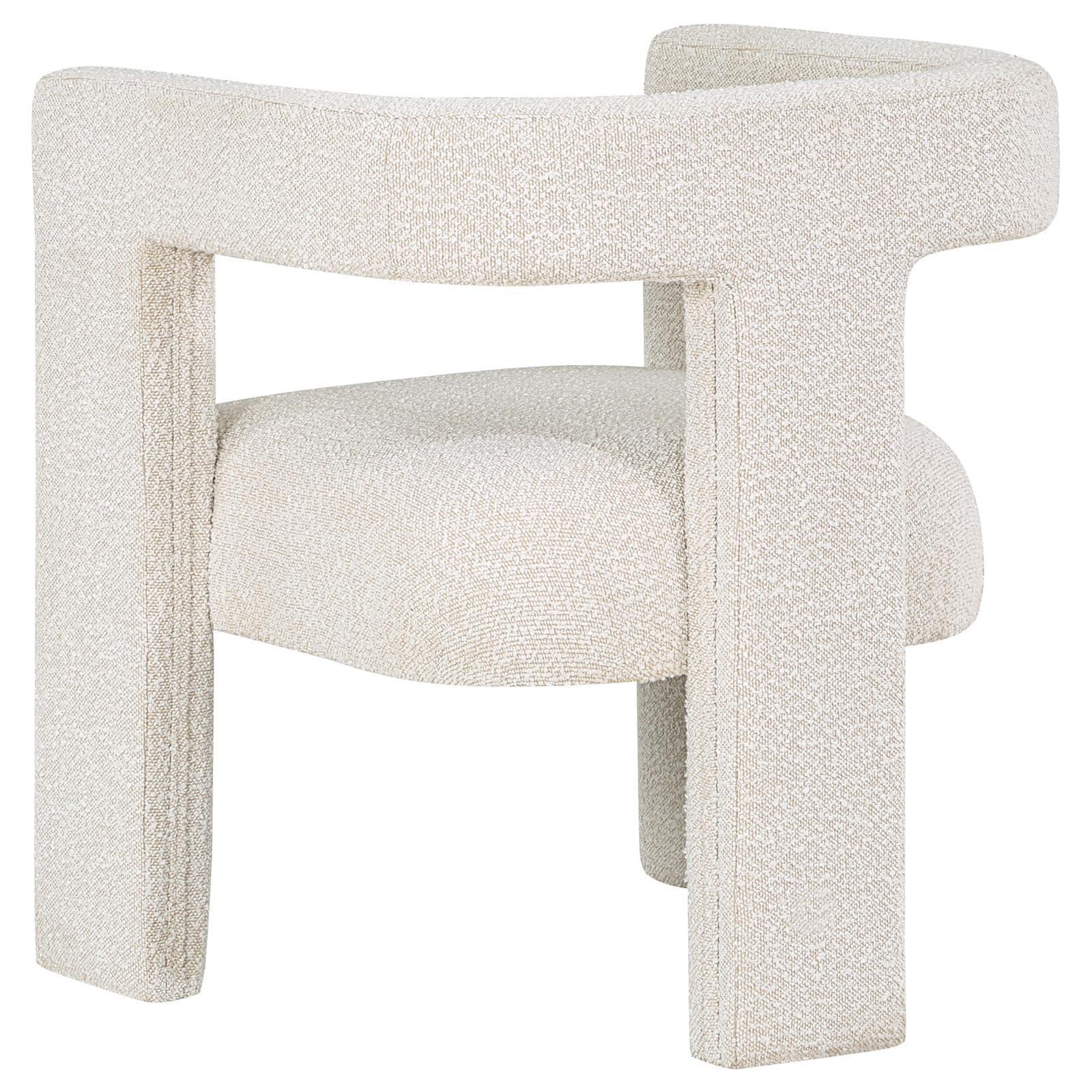 Petra Boucle Accent Chair White front view in modern setting