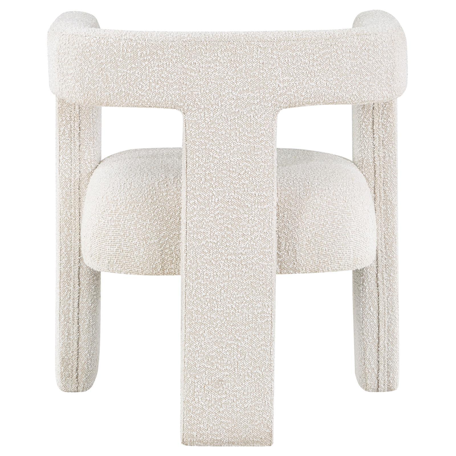 Side angle on Petra Boucle Accent Chair showing profile