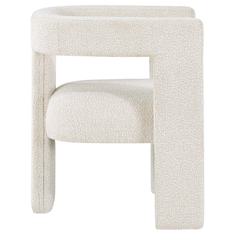 Petra Boucle Upholstered Accent Chair on light floor