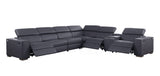 Picasso II 7-Piece Dark Grey Italian Leather Power Reclining Sectional with Storage Console view 2