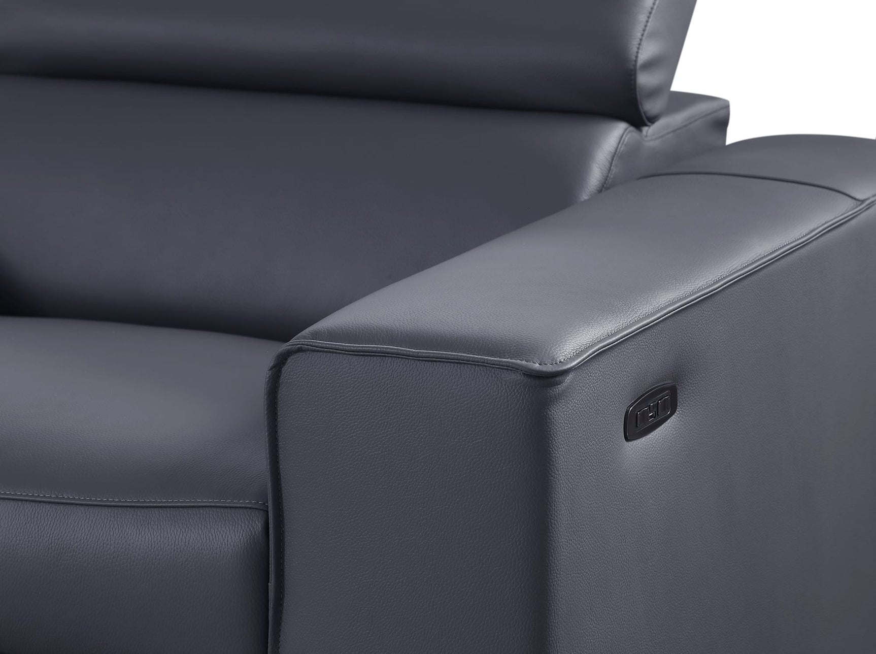 Picasso II Dark Grey Italian Leather 6-Piece Power Reclining Sectional with 2 Power Seats view 10