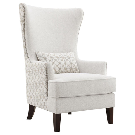 Pippin Upholstered Wingback Accent Chair Latte front view showing wingback and cushion
