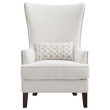 Close-up of geometric fabric pattern on Pippin Accent Chair