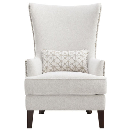 Close-up of geometric fabric pattern on Pippin Accent Chair