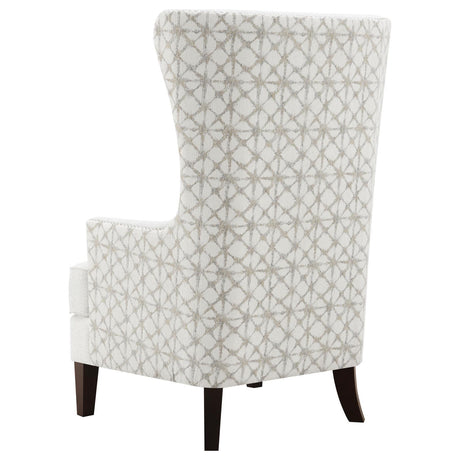 Deep brown rubberwood legs of Pippin Wingback chair