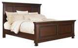 Bedroom setup with Porter Rustic Brown Panel Bedroom Set bed