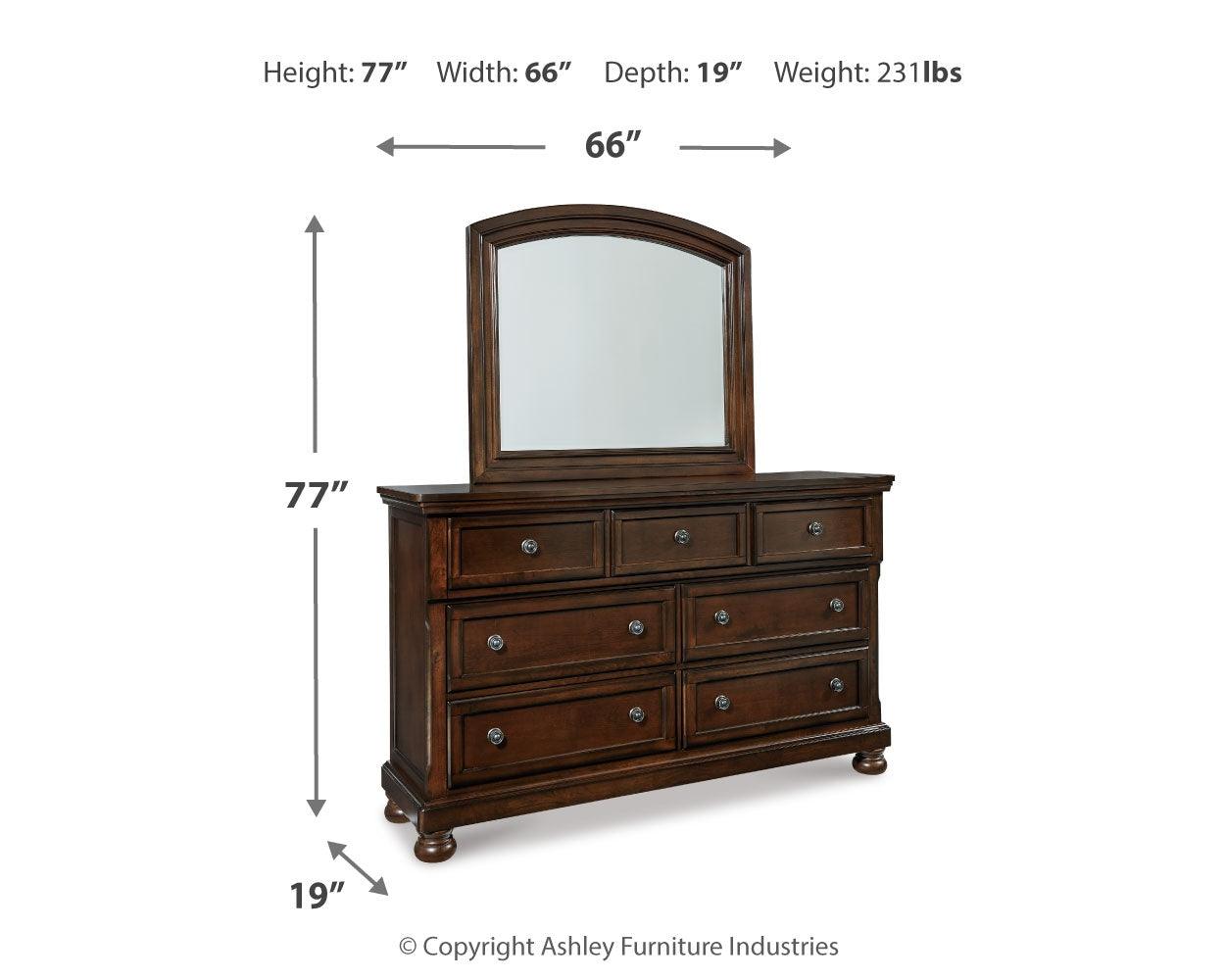 Side angle of Porter Rustic Brown Panel Bedroom Set bed