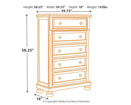 Close-up frontal view of Porter Rustic Brown Panel Bedroom Set bed