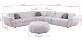 Rose Black Fabric 3-Piece Sectional Sofa with Ottoman and Pillows view 3